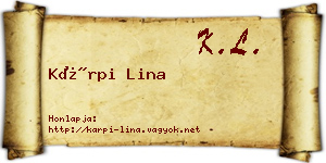 Kárpi Lina névjegykártya